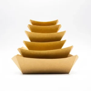 Disposable Recyclable Kraft Paper Tray Custom Size Take Out