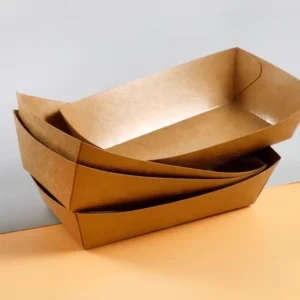 Disposable Recycled Kraft Paper Food Trays Custom Printed for Fast Food and Catering, Custom Sizes and Colors