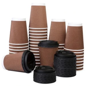 Disposable Ripple Paper Cups, 8/10/12/16/20 oz, for Hot and Cold Beverages