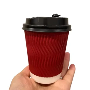 Disposable Ripple Wall Paper Cup With Lid And Custom Design