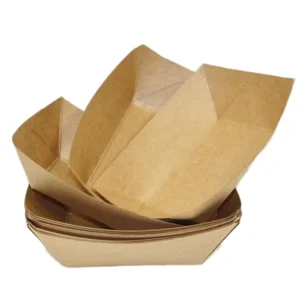 Disposable Self-Erecting Kraft Paper Boat Tray Box with Sponge Liner for Sushi, Noodles, and Potato Chips