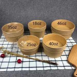 Disposable Square Kraft Paper Salad Bowl Food Container with Lid