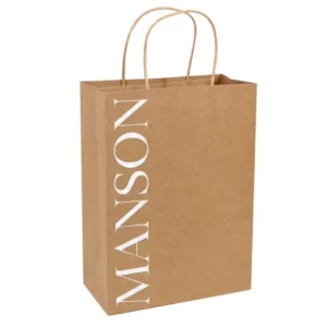 Disposable Takeaway Food Paper Bag Custom Cardboard Brown Kraft Carrier Bag Bulk Supplies for Restaurants