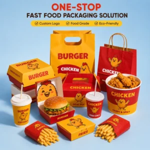 Disposable Takeaway French Fries Paper Box, Chicken Wing and Burger Food Packaging Container
