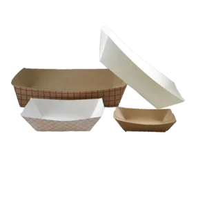 Disposable Waterproof Oilproof Kraft Paper Boat Basket Trays for Party Snacks and Barbecue
