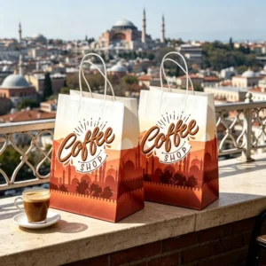 Disposable Waterproof Recyclable Biodegradable Paper Bags with Long Handles for Middle East
