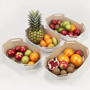 Witte wegwerp kartonnen boottray, voedselveilige dubbele PE-gecoate olieproof papieren tray voor fruit, snacks en gefrituurd voedsel