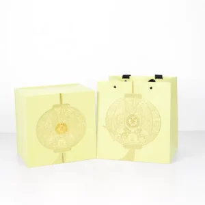 Double Door Tea Gift Box Set with Gold Foil Embossed Rigid Packaging and Matching Paper Bag for Chinese Holiday