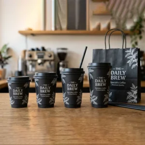 Double-Wall Insulated Disposable Kraft Paper Coffee Cup for Hot Coffee, Tea, Takeout, and Parties Custom Printing