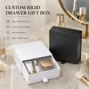 Drawer Box Gift Box Neutral Versatile Black Pearlescent Rigid Cardboard Square Customizable Pull Out Packaging Box Stock
