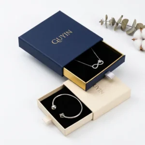 Drawer Style Jewelry Packaging Box Rigid Paper Gift Box With Suede Bag Factory Direct