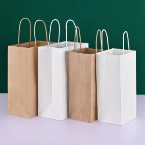 Durable Eco friendly Biodegradable Brown Hand held Kraft Paper Bag for Clothing Gift Food Packaging