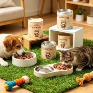 Eco Friendly 100% Biodegradable Aluminum Foil Lining Paper Vanishing Printing Lid Pet Cat Dog Food Cylinder Box