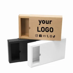 Eco-Friendly 2mm Kraft Paper Drawer Cosmetic Box with Ribbon