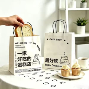 Eco-Friendly Biodegradable Brown Kraft Twisted-Handle Greaseproof Food-Safe Dessert Takeout Bags