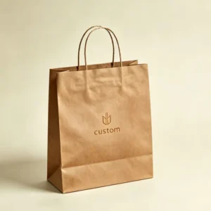 Eco Friendly Biodegradable Custom Printed Kraft Paper Shopping Bags with Logo for Retail Gift and Takeaway Food Packaging
