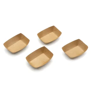 Eco-Friendly Biodegradable Disposable Boat-Shaped Kraft Paper Food Tray Recyclable 4 OZ 32 OZ Capacity