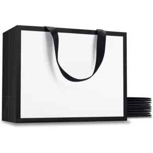 Eco-Friendly Biodegradable Durable White Card Paper Bags for Business Gift Wrapping, Custom Colors and Logos