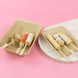 Eco-Friendly Biodegradable Kraft Paper Food Trays, Customizable Size and Logo