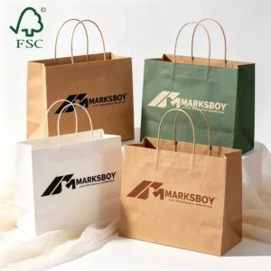 Eco-Friendly Biodegradable Kraft Paper Takeaway Bag with Wide Bottom and Stable Base for Bakery, Bread, Cookie, Food Shopping