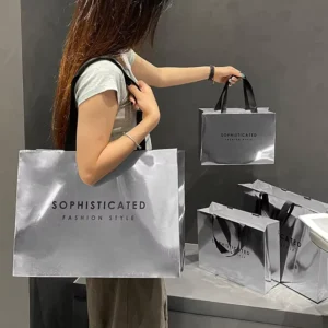 Eco-Friendly Biodegradable Paper Shopping Bags with Custom Colors for Supermarkets and Clothing Stores