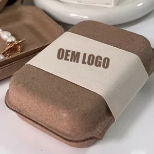 Eco-Friendly Brown Color Dry Pressing Custom Biodegradable Molded Pulp Paper Box and Packaging Tray Clamshell Box