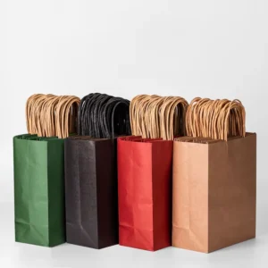 Eco Friendly Brown Kraft Paper Bag for Fast Food Takeaway Clothing Packaging Bags With Handle