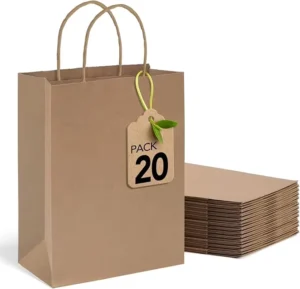 Eco-Friendly Brown Kraft Paper Bags with Twisted Handles, Disposable Shopping Bags for Retail Gifts and Parties