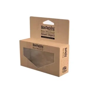 Eco-Friendly Brown Kraft Paper Hanger Box with PVC Transparent Display Window