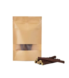 Eco-Friendly Brown Kraft Paper Stand-Up Pouch with Window and Zip Lock, Food-Grade Packaging for Snacks and Canned Goods