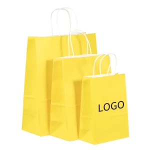 Eco-Friendly Classic Kraft Paper Gift Bags with Patch Handles, Flexo Printed, Custom Size, Food Packaging