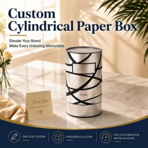 Eco-Friendly Coated Paper Cylindrical Canister Custom Emboss Round Paper Tube for Luxury Gift Packing