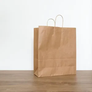 Eco Friendly Custom Food Handheld Craft Paper Bag with Hand Length Handle and Flexographic Printing for Takeaway Packaging