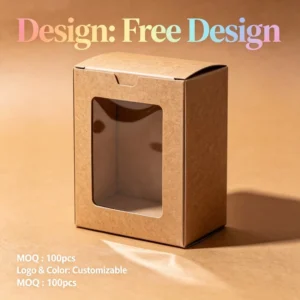 Eco-Friendly Custom Kraft Cardboard Box with Window, Low MOQ