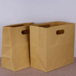 Eco Friendly Custom Printed Brown Kraft Paper Bag Takeaway Bag with Handle for Restaurant Fast Food Bread Beverage