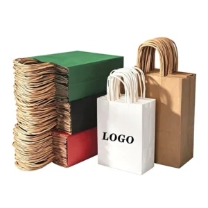 Eco-Friendly Customizable Logo Brown Kraft Paper Shopping Bags