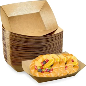 Eco-Friendly Disposable Food-Grade PE-Coated Kraft Paper Takeaway Tray