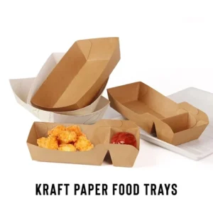 Eco-Friendly Disposable Food-Grade Paper Boat Trays with PLA Coating, Leakproof, for Snacks and Cookies