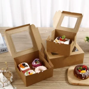 Eco-Friendly Disposable Paper Dessert and Cake Box with Clear Window