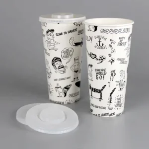 Eco Friendly Disposable Paper Take Out Cup for Cold Drinks With Lid