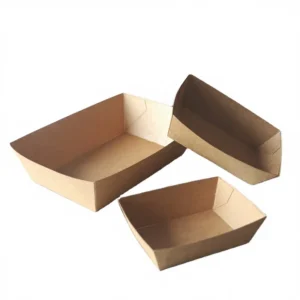 Eco-Friendly Disposable Recycled Kraft Paper Food Tray with Logo Printing for Warm and Cold Foods