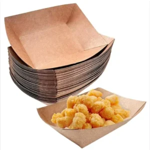 Eco-Friendly Disposable Takeaway Kraft Paper Tray Multi-Size Custom Printed