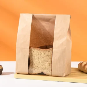 Eco-Friendly Food-Grade Clear View Durable Window Paper Bags for Bakery Bread & Pastry