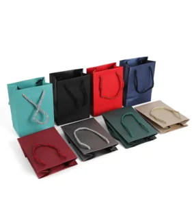 Eco-Friendly Handmade Brushed Kraft Paper Jewelry Packaging and Gift Shopping Bags with Custom Logo