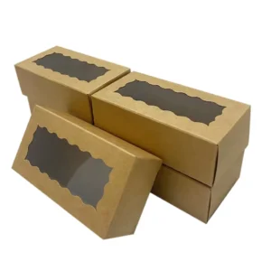Eco-Friendly Kraft Paper Bakery and Sushi Box with Clear PET Window, Matte Lamination, 50-Piece MOQ