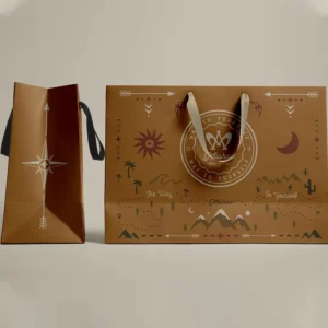 Eco-Friendly Kraft Paper Gift Packaging Bag with Handles for Sneakers Packaging