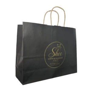 Eco-Friendly Kraft Paper Tote Bag with Custom Logo and Twisted Handle for Gift Shop and Clothing Store Packaging