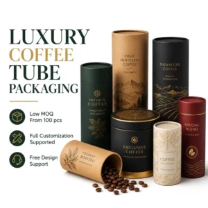 Eco-Friendly Kraft Paper Tube Coffee Canister, Customizable OEM Food Packaging