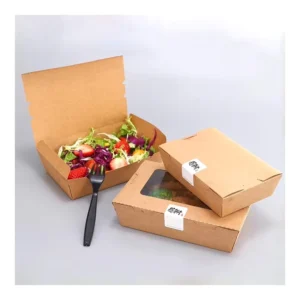 Eco-Friendly Kraft Paper Window Box, Disposable Leak-Proof Packaging