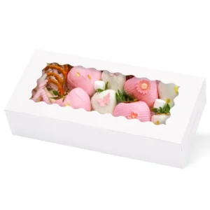 Eco-Friendly Kraft Paper Window Box for Cake, Dessert, and Pastry Packaging, White Card Folded Stackable Cake Box